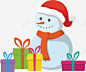 雪人旁边的礼物堆 页面网页 平面电商 创意素材