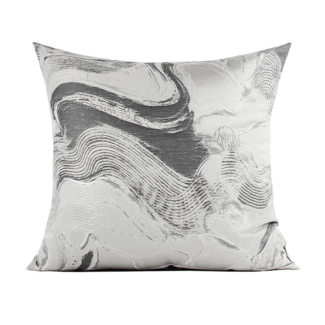 ELIN水墨灰色抽象图案靠垫抱枕样板房售...