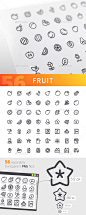 水果行图标——食物对象集Fruit Line Icons Set - Food Objects苹果、杏、梨、香蕉、草莓、黑莓、杨桃、樱桃、食品、新鲜的水果,葡萄,图标,果汁,柠檬,酸橙,线,甜瓜,自然,橘子,桃子,梨,菠萝,植物,李子,草莓,热带,矢量,维生素,西瓜 apple, apricot, avocado, banana, berry, blackberry, carambola, cherry, food, fresh, fruit, grapes, icon, juice, lemon, li