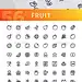 水果行图标——食物对象集Fruit Line Icons Set - Food Objects苹果、杏、梨、香蕉、草莓、黑莓、杨桃、樱桃、食品、新鲜的水果,葡萄,图标,果汁,柠檬,酸橙,线,甜瓜,自然,橘子,桃子,梨,菠萝,植物,李子,草莓,热带,矢量,维生素,西瓜 apple, apricot, avocado, banana, berry, blackberry, carambola, cherry, food, fresh, fruit, grapes, icon, juice, lemon, li