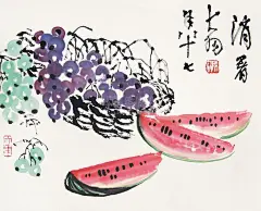 陈大羽 蔬果图 镜片 纸本作品欣赏