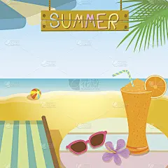 夏季背景与橙冰沙