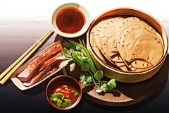 特色北京烤鸭鸭子美食插画