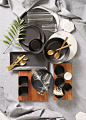 kmart august 2016 - black and grey dinnerware with gold cutlery on the life creative