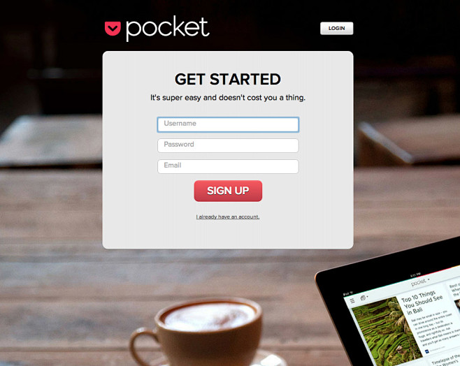 Pocket网站登录界面设计，来源自黄蜂...