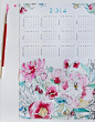 2014 Hand Watercolored 9x12 Calendar - Pastel Peony Garden