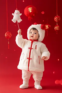 春节新年过年婴儿宝宝儿童小孩摄影图
