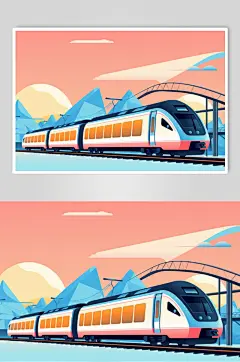 AI数字艺术春运旅客出行高铁站台插画