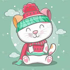 可爱的,绘画插图,猫,矢量,小山羊,公主,猫科动物,小的,动物,猫的叫声