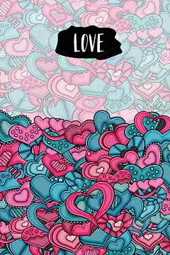 情人节的爱情卡片。卡通风格的心。