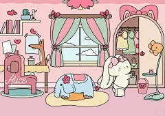 小房子卧室儿童画简笔画原创小兔子可爱插画_1_Alice_来自小红书网页版