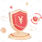 金融理财保险3D立体C4D金币组合元素