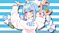 Anime 1920x1080 Usada Pekora Hololive Virtual Youtuber blue hair Nousagi carrot hoods anime girls bunny girl animal ears