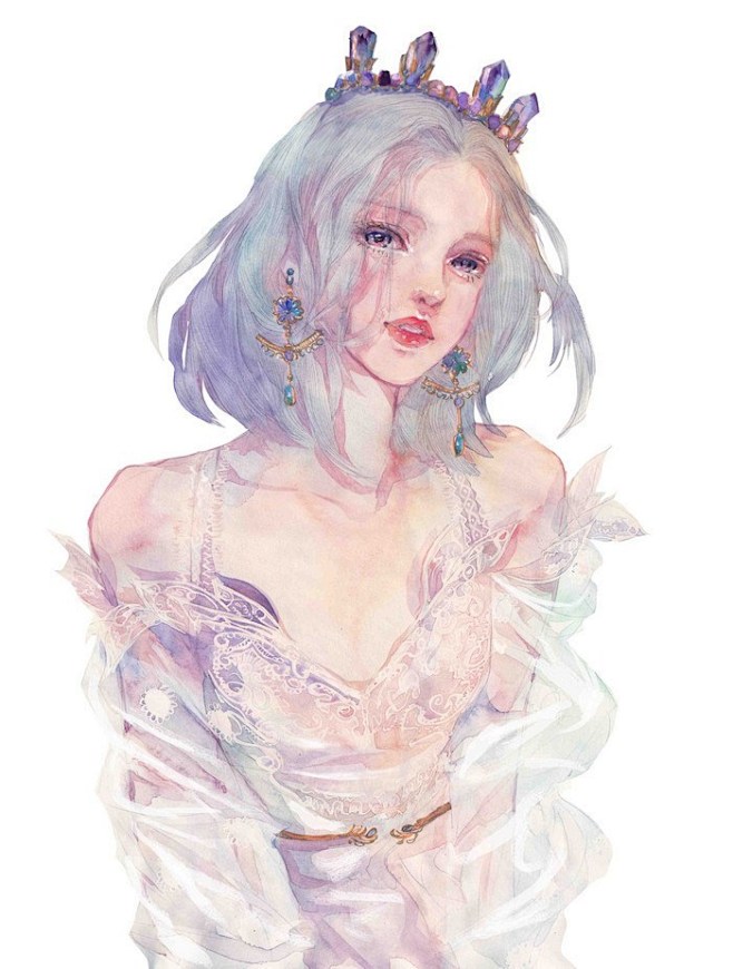 唯美水彩人物插画