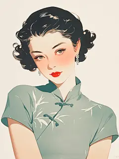 老上海风情｜短袖旗袍人物插画 - 小红书