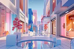 三维空间电商商街场景模型素材