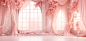 Wedding natural sag, shape, light and light pink gradient, simple, cloth, veil, strange creation of different, main stage, Gatsby style, modern art, complex architecture, natural floral, transparent layer, bright colors, film set, ultra clear picture, hig