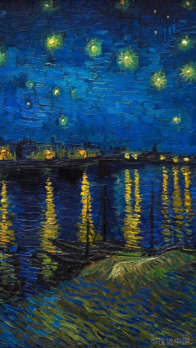 梵高画笔下的时光印记～继《星夜》之后，《罗纳河上的星夜》是梵高在1888年再度尝试的夜景之作。梵高笔下的星夜充满梦幻的质感，罗纳河上的星夜星光 ...