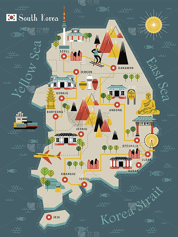 韩国旅游地图