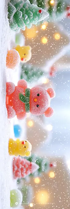 【ai宇宙吧】可爱创意软糖风格圣诞节场景海报背景图Midjourney描述关键词咒语III：