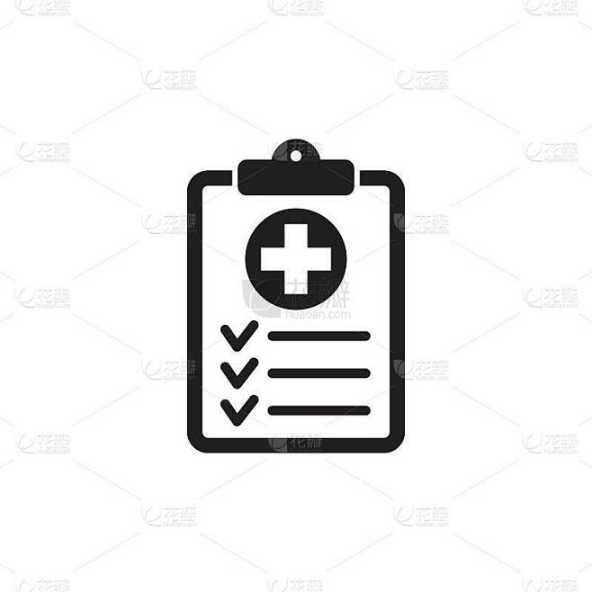 医疗诊断剪贴板图标设计模板。矢量图标。