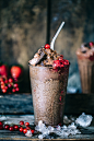 Young Coconut Dark Chocolate Slushie With Smashed Berries (Vegan)