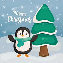 冬天,企鹅,标签,夜晚,季节,自然美,传统,庆祝,设计