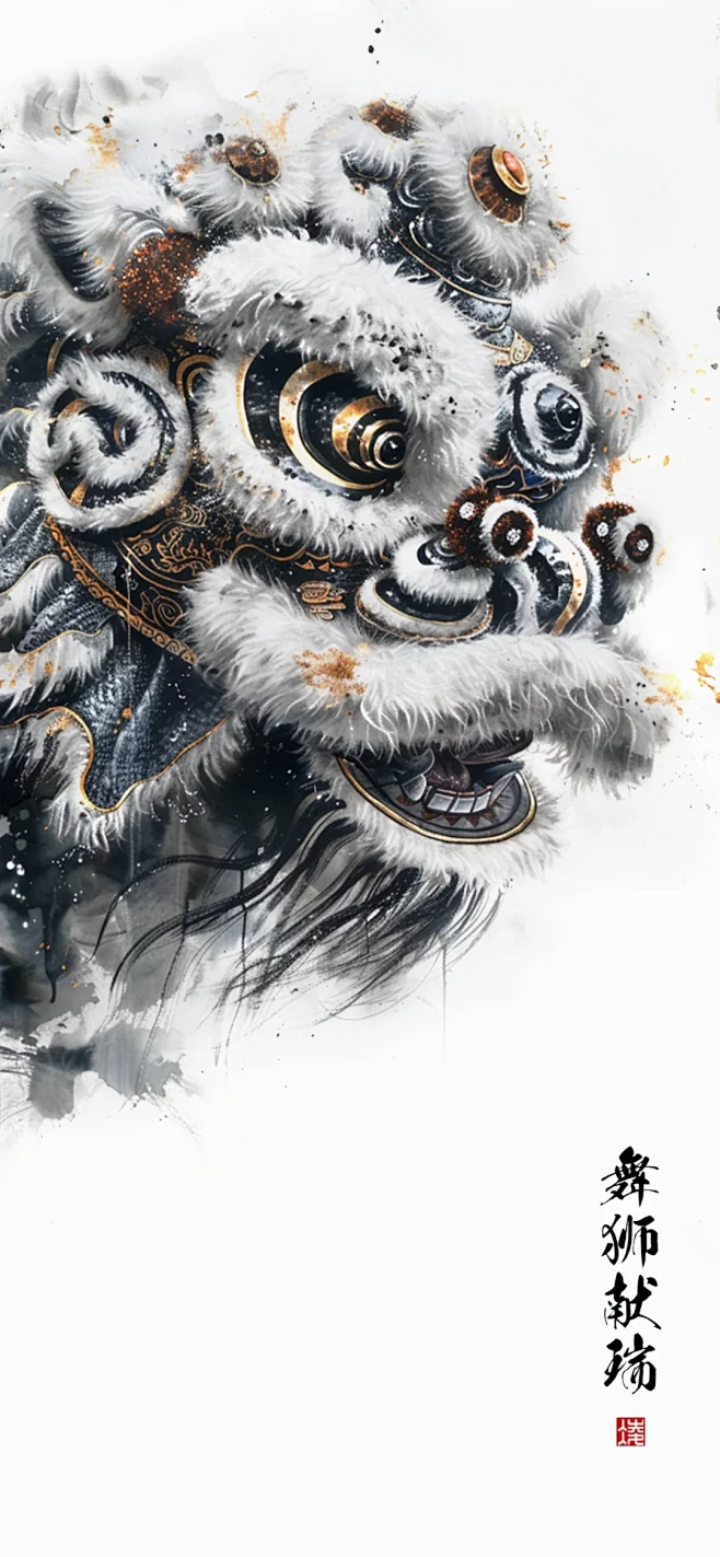 插画｜醒狮献瑞-花瓣网
