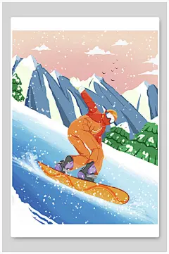 滑雪冬奥会插画-众图网