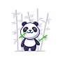描边风格可爱熊猫插画矢量素材-UI中国用户体验设计平台