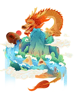 端午节粽子节龙舟节书法毛笔海报字体_PNG：