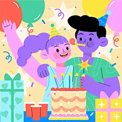 可爱卡通生日快乐蛋糕气球礼物朋友庆祝派对插画海报ai设计素材-淘宝网