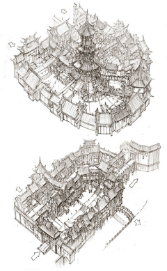 E-momo采集到原画场景--线稿