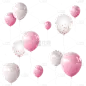 漂浮的粉色气球3D情人节节日元素