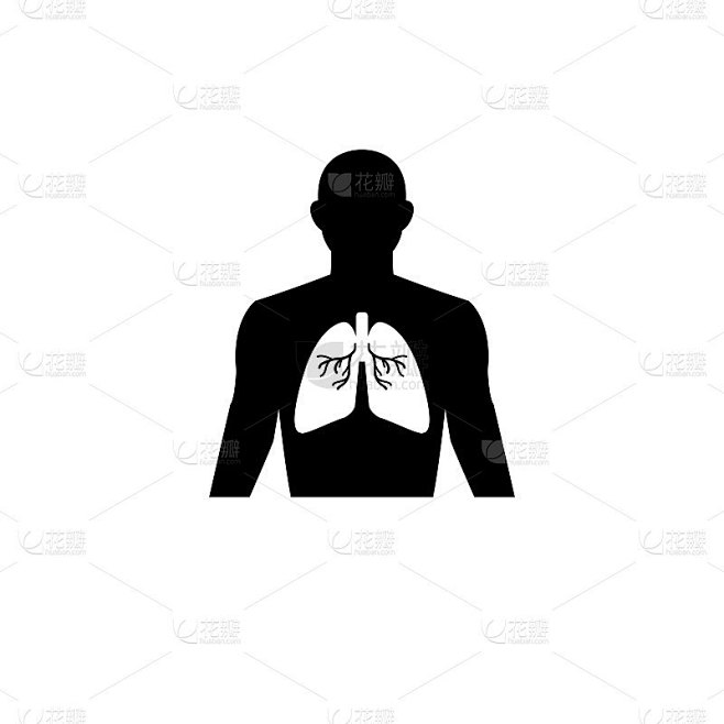 肺医学载体图标，呼吸系统图标，人的轮廓与肺
