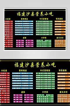 正宗福建沙县小吃价格表海报