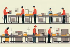 工厂流水线工作企业精神扁平风插画