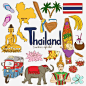 泰国文化高清素材 Thailand 三轮子 佛像 手绘 椰树 椰汁 英文 元素 免抠png 设计图片 免费下载 页面网页 平面电商 创意素材
