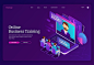 Free vector online business training isometric landing page