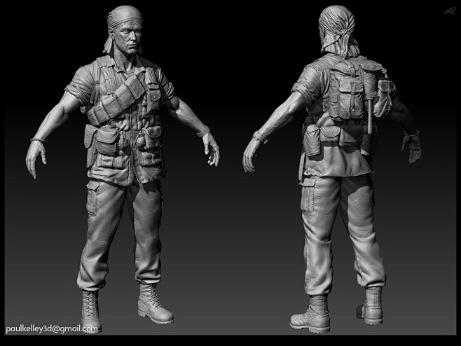 paul kelley : sculpt for game model of sergeant barnes (platon