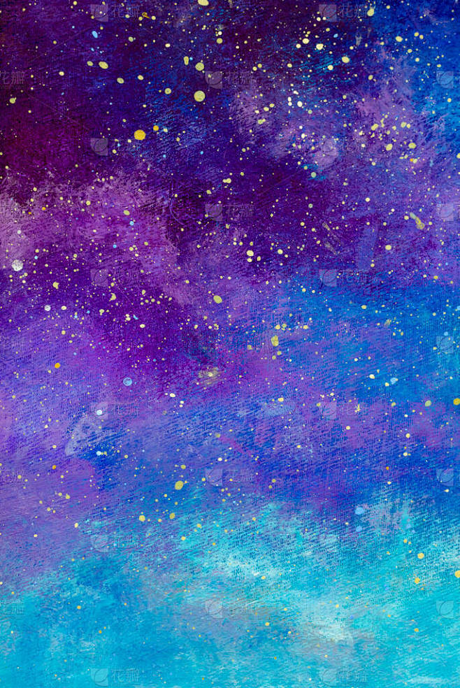 垂直的绘画背景魔法世界充满了星星。水彩画
