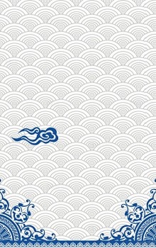 中国风青花瓷海水纹祥云背景