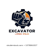 Excavator Vector Logo Template. Excavator logo. Excavator isolated. Digger, construction, backhoe, construction business icon. Construction equipment design elements.