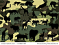 vector camouflage background with animal silhouettes