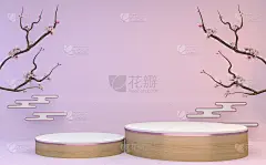 抽象的白色和紫色日本裙房现代几何。3d渲染