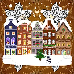 抽象,可爱的,雪,窗户,屋顶,户外,木制,建筑,都市风景,问候