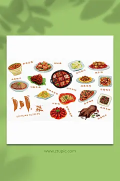 川菜四川特色手绘美食插画
