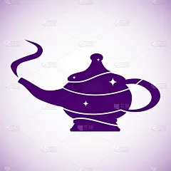 阿拉丁的神灯。阿拉丁的蓝色神灯图标。向量,卡通插图。向量。