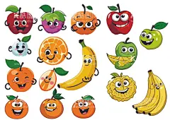 水果表情包  - 源文件下载【酷图网】水果表情包,卡通水果,卡通水果表情,水果矢量图,可爱水果,苹果,香蕉,橘子