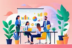 科技金融扁平风商务办公场景插画